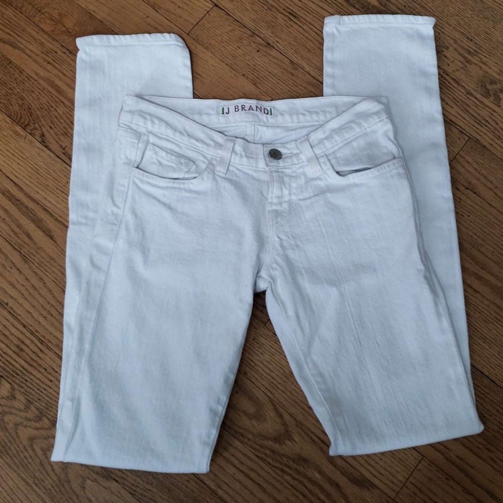 J Brand White The Deal Pencil Leg Jeans